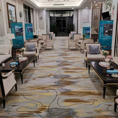 Custom Luxury Wool Nylon Axminster Casino Purple Gold Carpet for Commercial Buildings