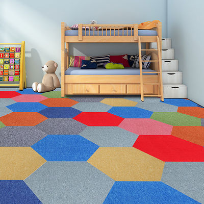 Low-Maintenance Solid Hexagon Shape Kids Room Carpet Tile Made of 100% Nylon