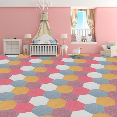 Low-Maintenance Solid Hexagon Shape Kids Room Carpet Tile Made of 100% Nylon