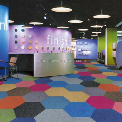 Low-Maintenance Solid Hexagon Shape Kids Room Carpet Tile Made of 100% Nylon