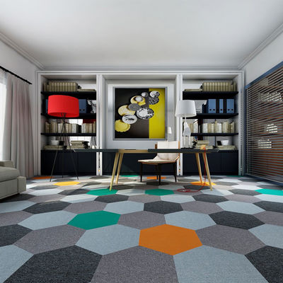 550g/sqm Pile Weight Office Hexagon Shape Nylon Decorative Carpet Tiles for Flooring
