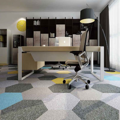 550g/sqm Pile Weight Office Hexagon Shape Nylon Decorative Carpet Tiles for Flooring