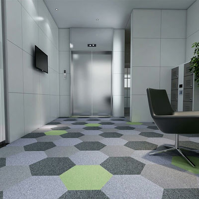 550g/sqm Pile Weight Office Hexagon Shape Nylon Decorative Carpet Tiles for Flooring