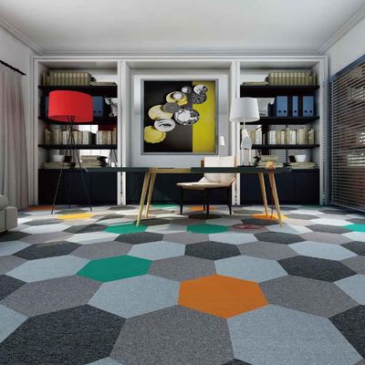 Machine Tufted Hexagon DIY Color Commercial Carpet Tile for Office Floor Improvement