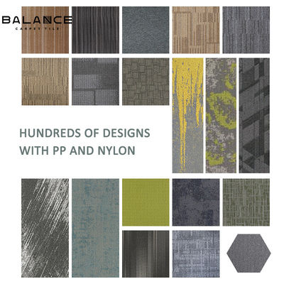 Commercial Room Cushioned Modular Carpet Tiles with PVC Backing and Waterproof Material