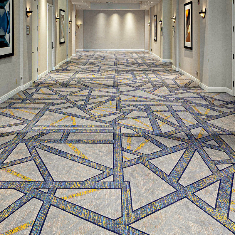 5 Star Hotel Carpet for Home Roll Fancy Gold Blue Printed Fireproof Banquet Room Wedding Hall Theatre
